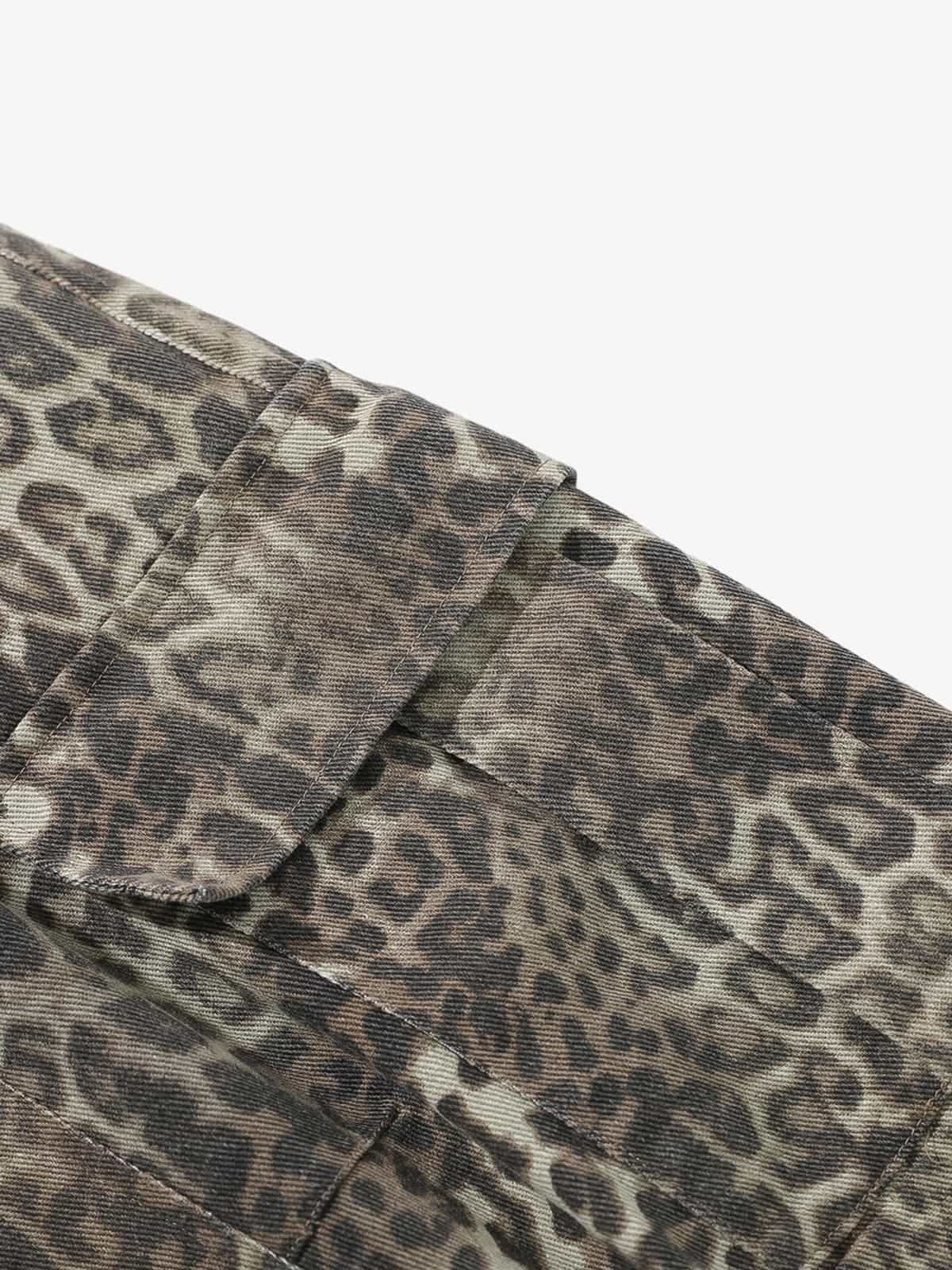 Vintage Leopard Print Cargo Barrel Pants 