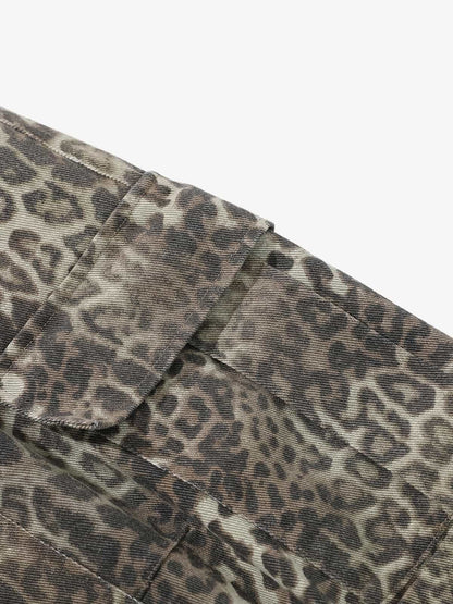 Vintage Leopard Print Cargo Barrel Pants 