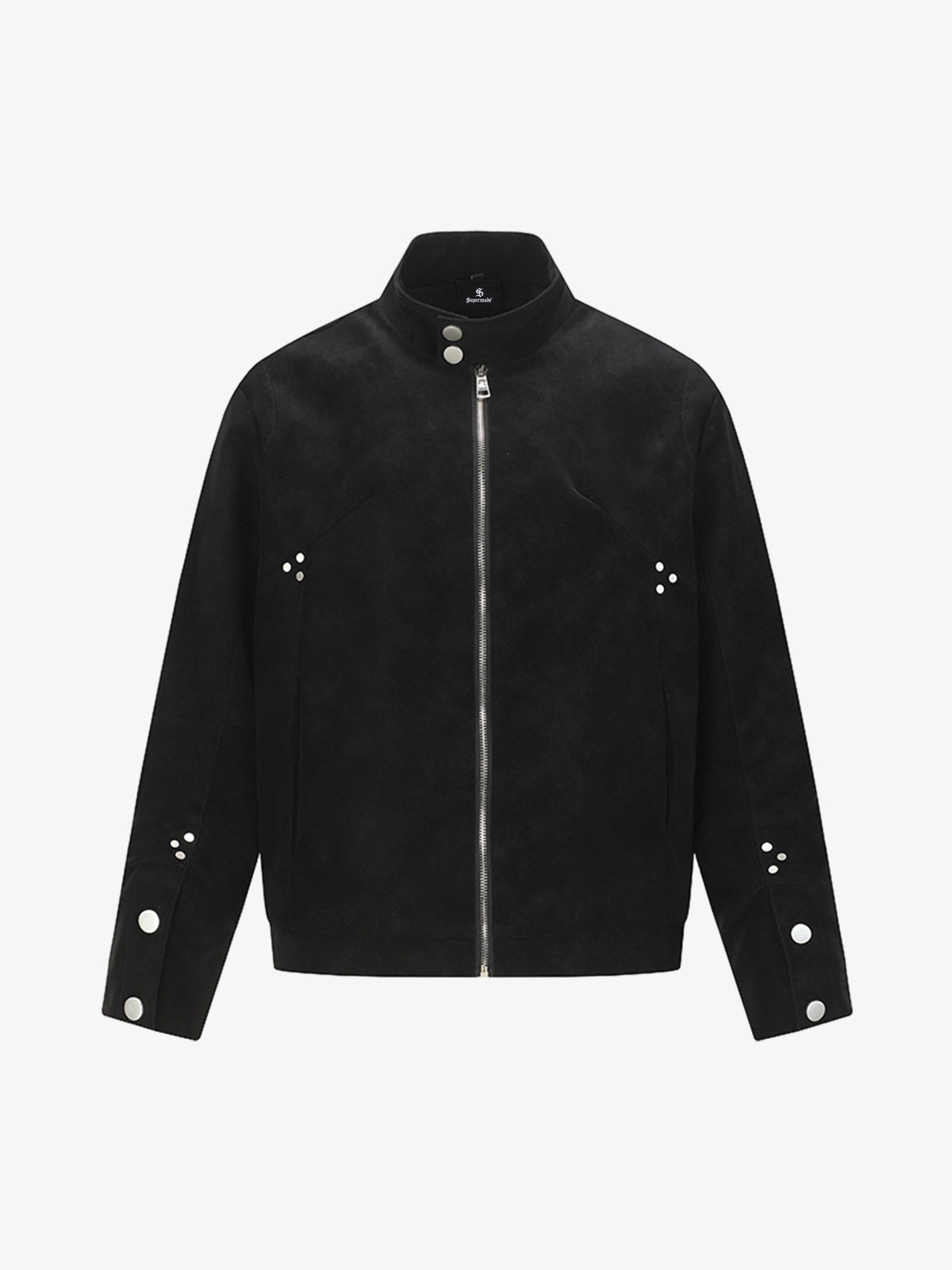 Suede Studded Zip Up Jacket 