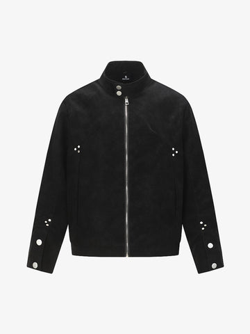 Suede Studded Zip Up Jacket 