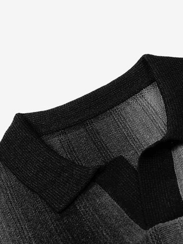 Gradient Textured Knit Polo Shirt 