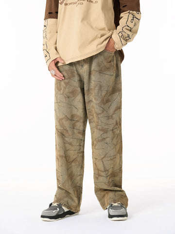 Vintage Washed Distressed Copper-Dyed Jeans 