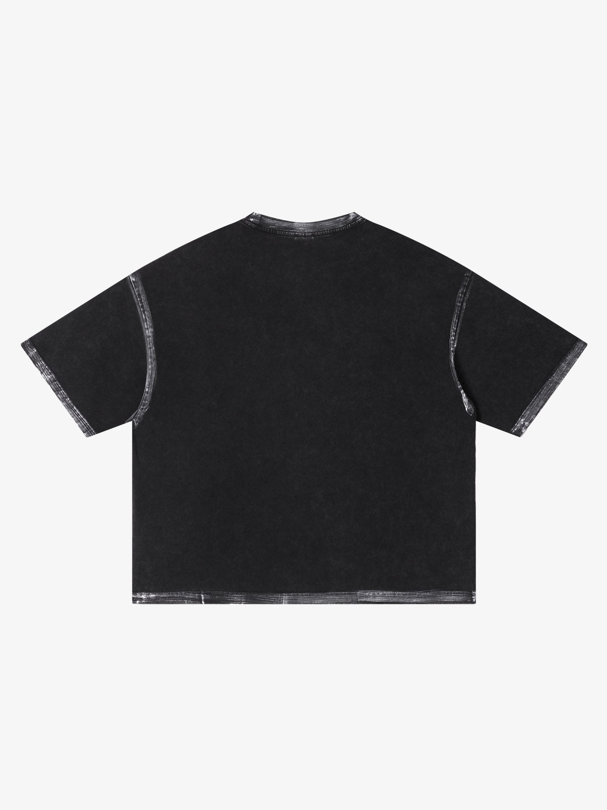 Black Distressed Oversized T-Shirt with Abstract White Print