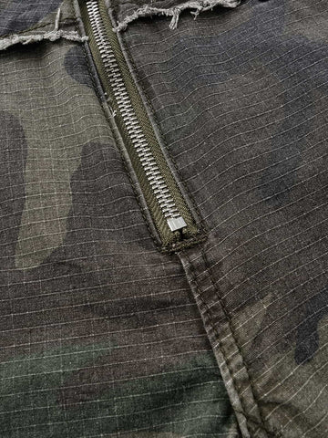 Ripstop-Cargohose mit Camouflage-Muster – Hose im Militärstil mit praktischen Taschen