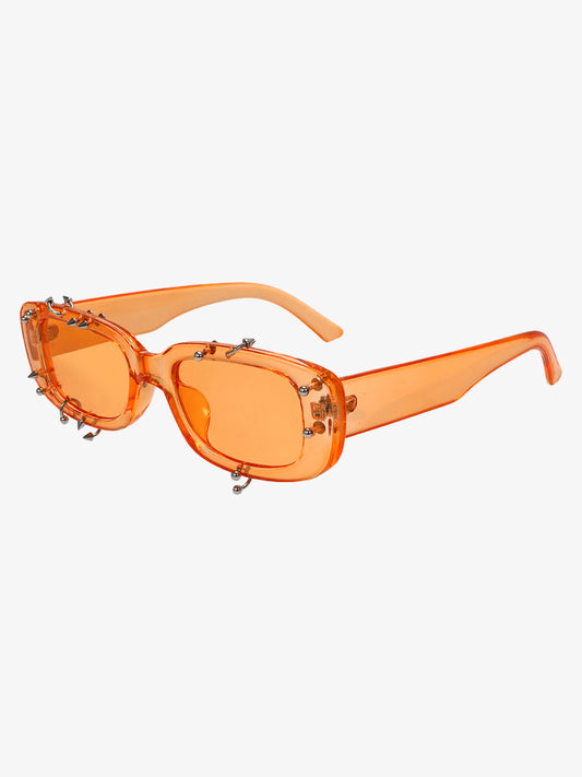 Retro Punk Studded Small Square Frame Sunglasses 