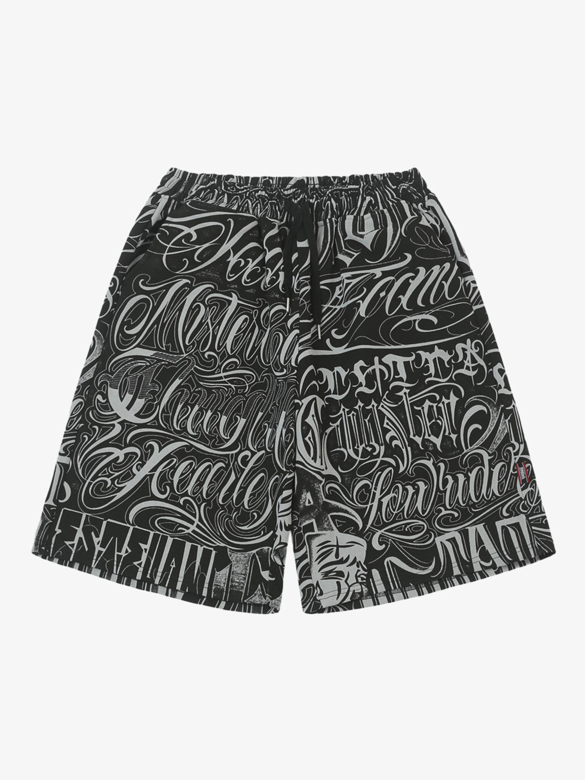 Black & White Graphic Lounge Shorts – Elastic Waist Drawstring Streetwear Shorts