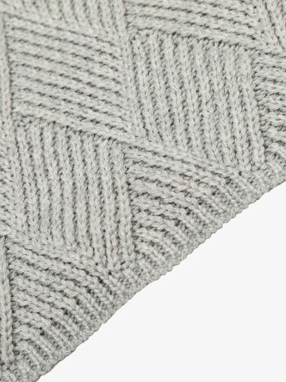 Retro Contrast Collar Embroidery Knit Sweater 