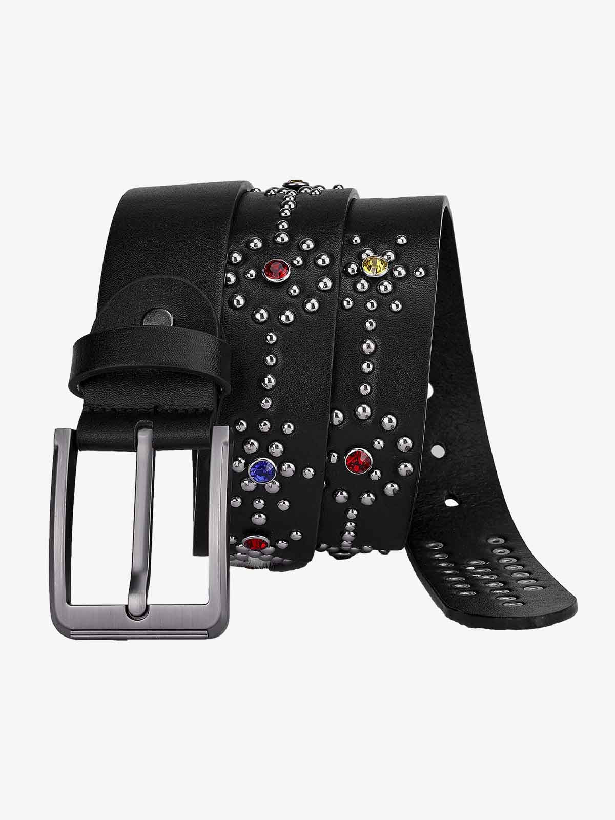 Retro Multicolor Gem Studded PU Belt 