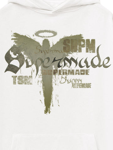 Vintage Washed Angel Halo Distressed Letter Graphic Hoodie 