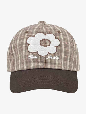 Baseballkappe mit Karomuster und Blumenstickerei