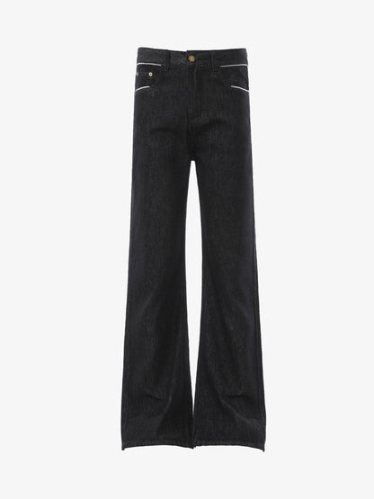 Vintage Contrast Trim Dark Wash Jeans 