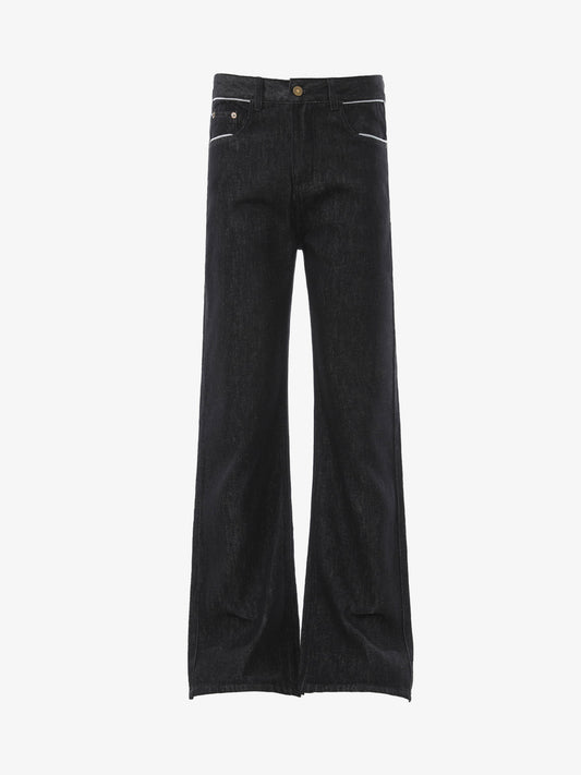 Vintage Jeans mit Kontrastbesatz in dunkler Waschung