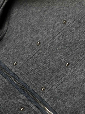Distressed Studded Gradient Zip Up Hoodie 