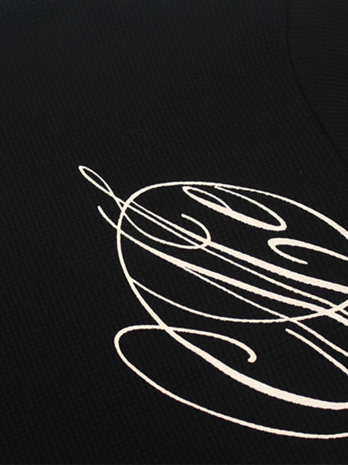 Waffelstrick-T-Shirt mit seitlichem Schriftzug