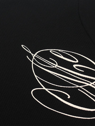 Waffelstrick-T-Shirt mit seitlichem Schriftzug