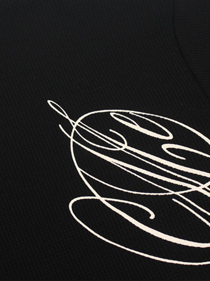 Waffelstrick-T-Shirt mit seitlichem Schriftzug