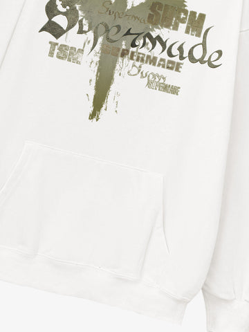 Vintage Washed Angel Halo Distressed Letter Graphic Hoodie 