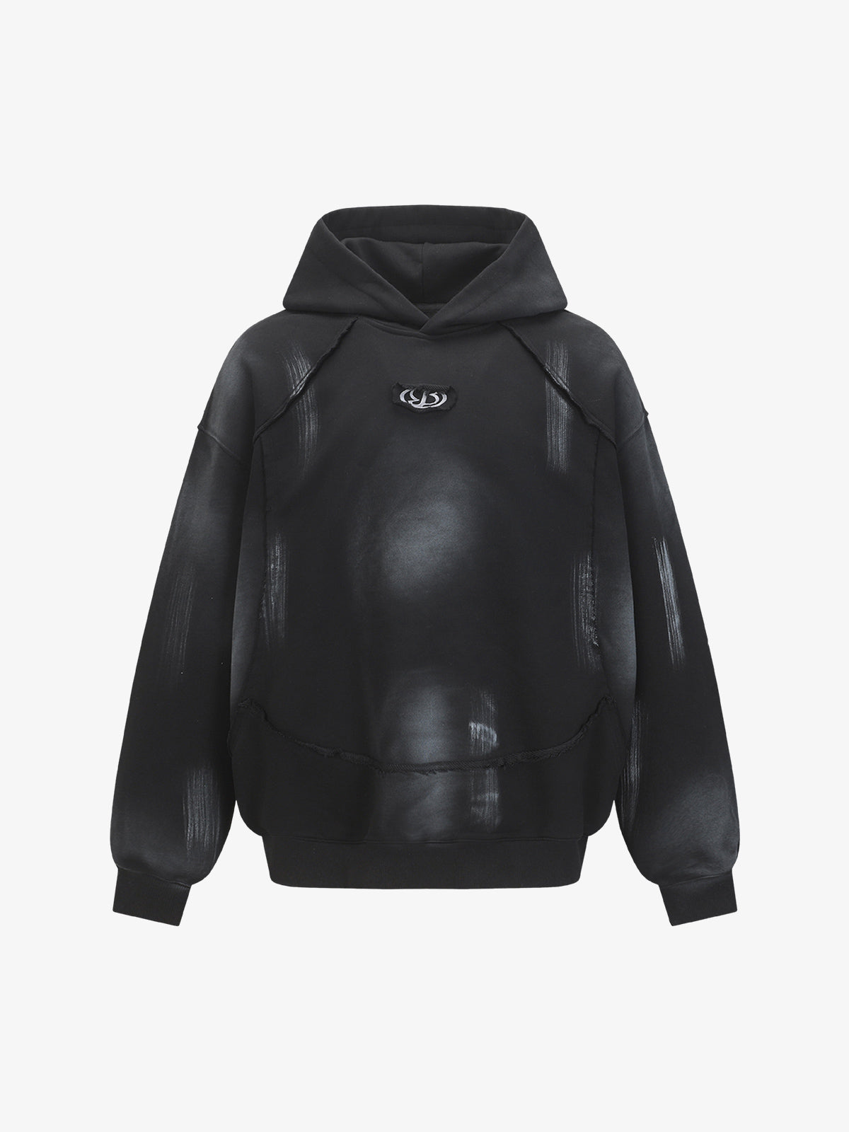 Hip-Hop Wasteland Ink-Dyed Raw Edge Hoodie 