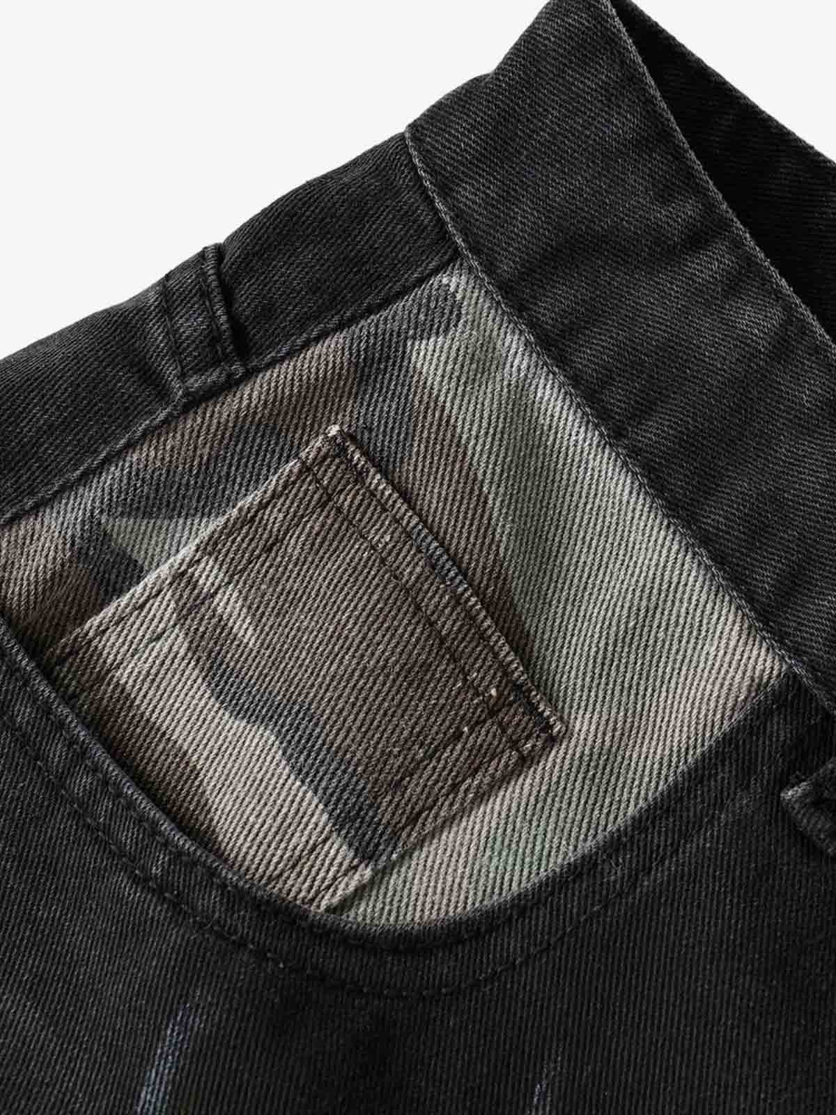Butterfly Spray Graphic Camo Pocket Barrel Jeans 