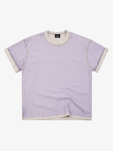 "OK" Patch Color-Block Ripped Reversible T-Shirt 