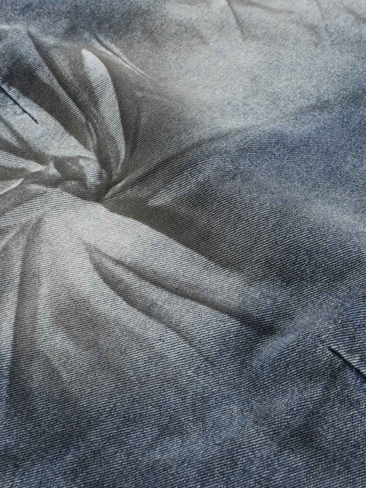 Wrinkle Effect Print Wide Leg Denim Jeans 
