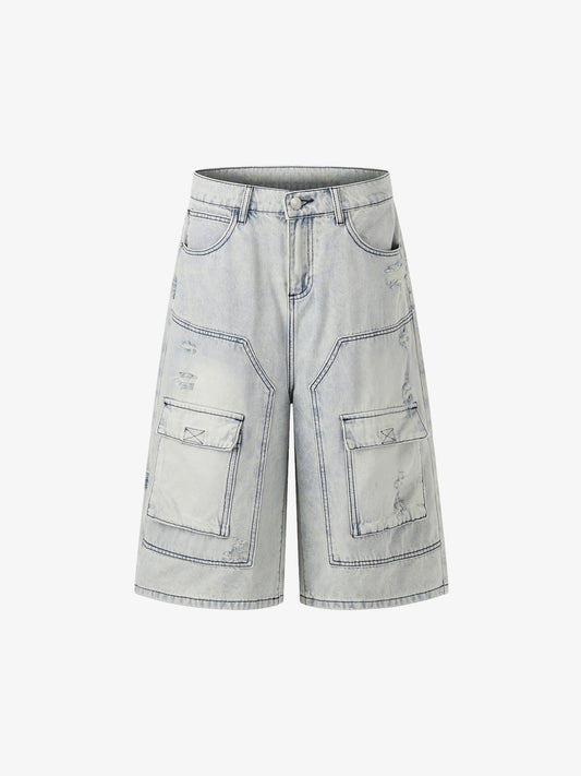 Cargo-Shorts aus Used-Denim