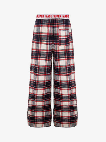 Super Soft Cotton Flannel Pajama Pants – Wide-Leg Plaid Lounge Pants