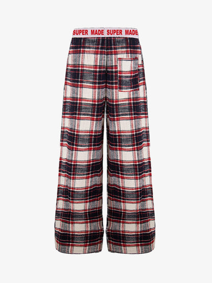 Super Soft Cotton Flannel Pajama Pants – Wide-Leg Plaid Lounge Pants