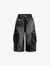 Grunge-Waschung Cargo-Denim-Shorts