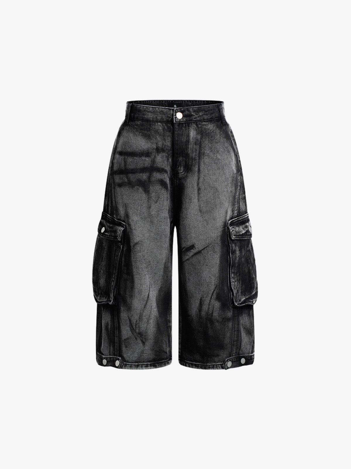 Grunge-Waschung Cargo-Denim-Shorts
