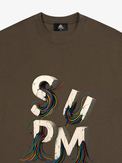 SPMD Letter Cable Graphic T-Shirt 