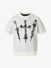 Strick-T-Shirt mit gotischem Kreuzmotiv