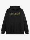 Metallic Script Letter Cross Graphic Hoodie 