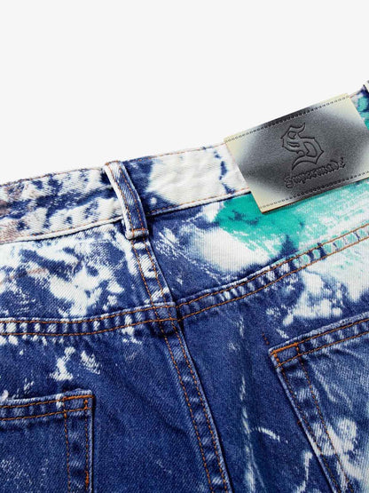 Artistic Brushstroke Hand-Painted Effect Jeans 