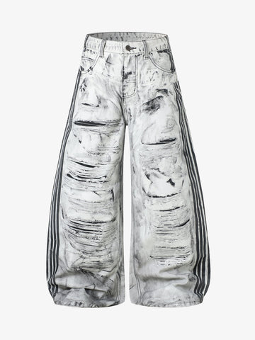 Oversized-T-Shirt mit abstraktem Grafikprint – Baumwollmischung, lockere Passform