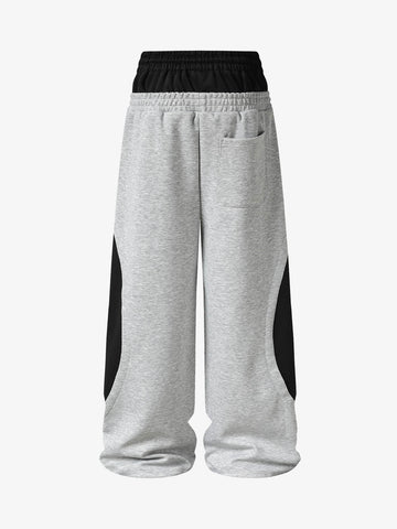Layered Double-Waistband Wide-Leg Sweatpants 