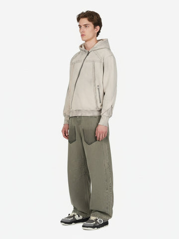 Retro Asymmetric Zip Up Deconstructed Hoodie 