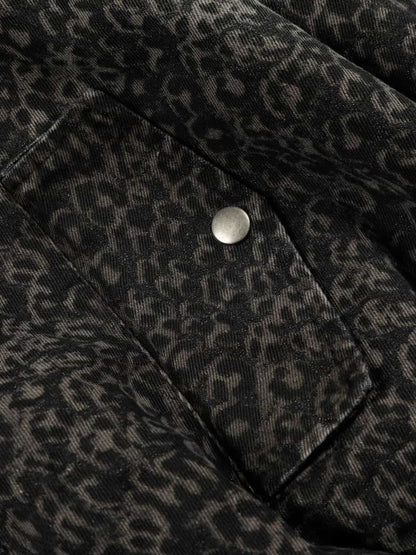 Vintage Leopard Print Fleece Zip Up Vest 