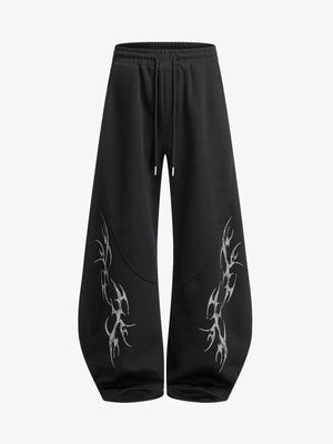 Retro Tribal Print Wide Leg Barrel Pants 