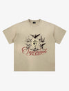 Distressed T-shirt With Ink Splatter Pattern Protecting The Heart Of Football 