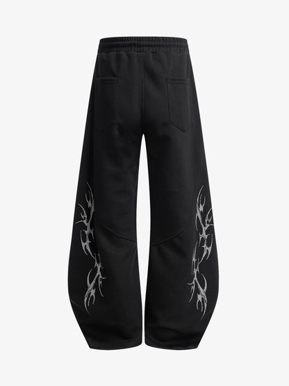 Retro Tribal Print Wide Leg Barrel Pants 