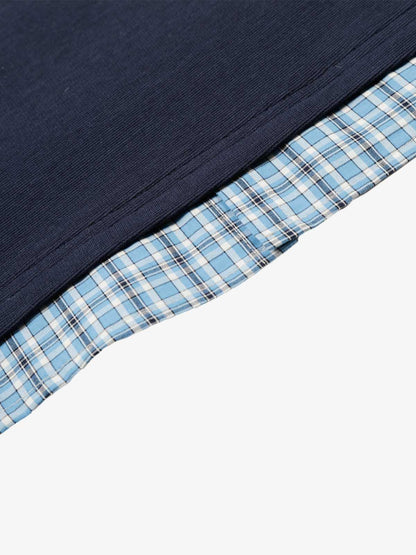 Pique Cotton Polo Shirt with Plaid Contrast Collar & Cuffs – Classic Fit