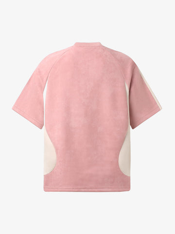Cotton Blend Oversized Sport T-Shirt with Contrast Panels and Logo Print 