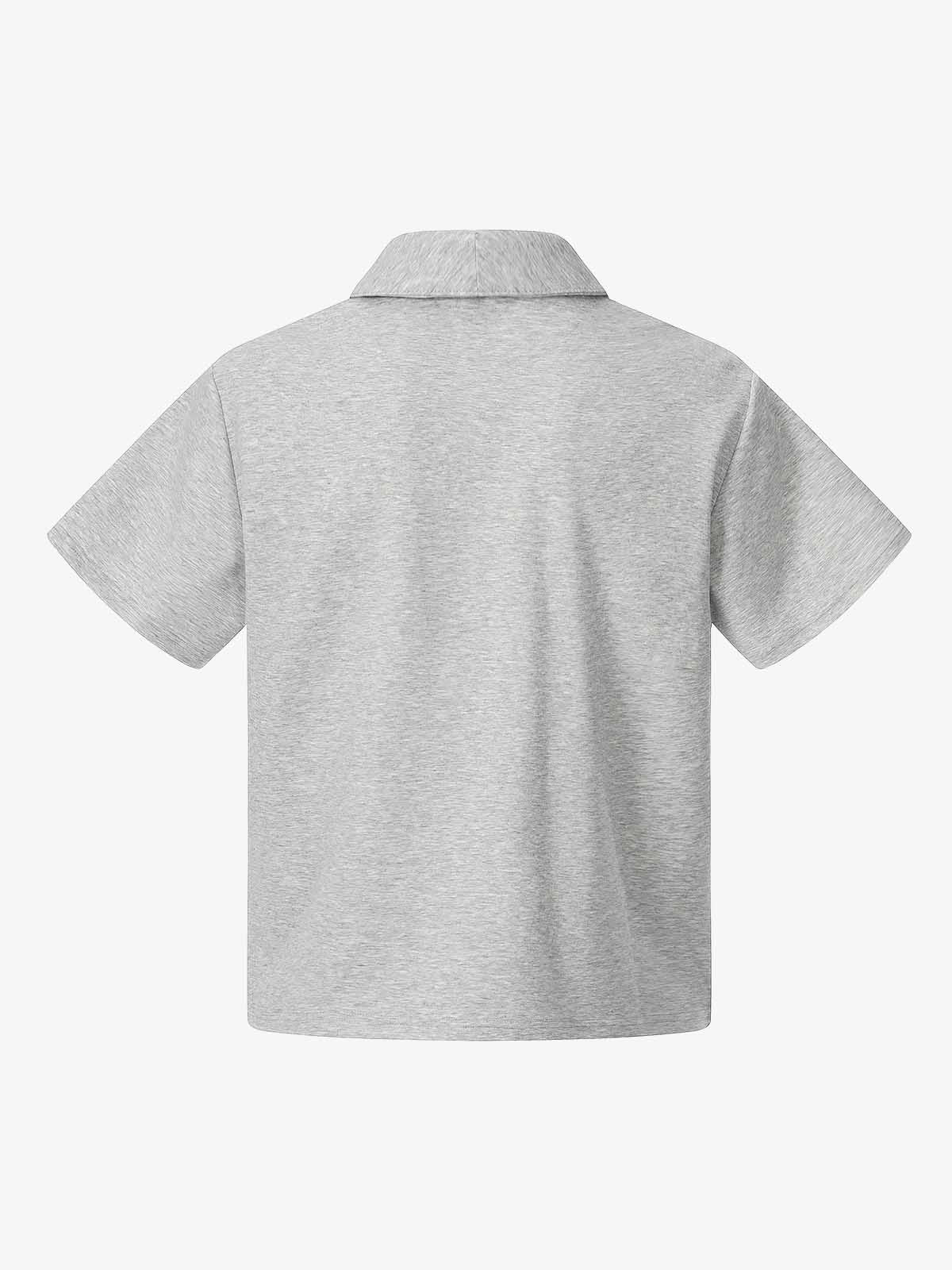 T-Shirt mit Schalkragen und Knopfleiste