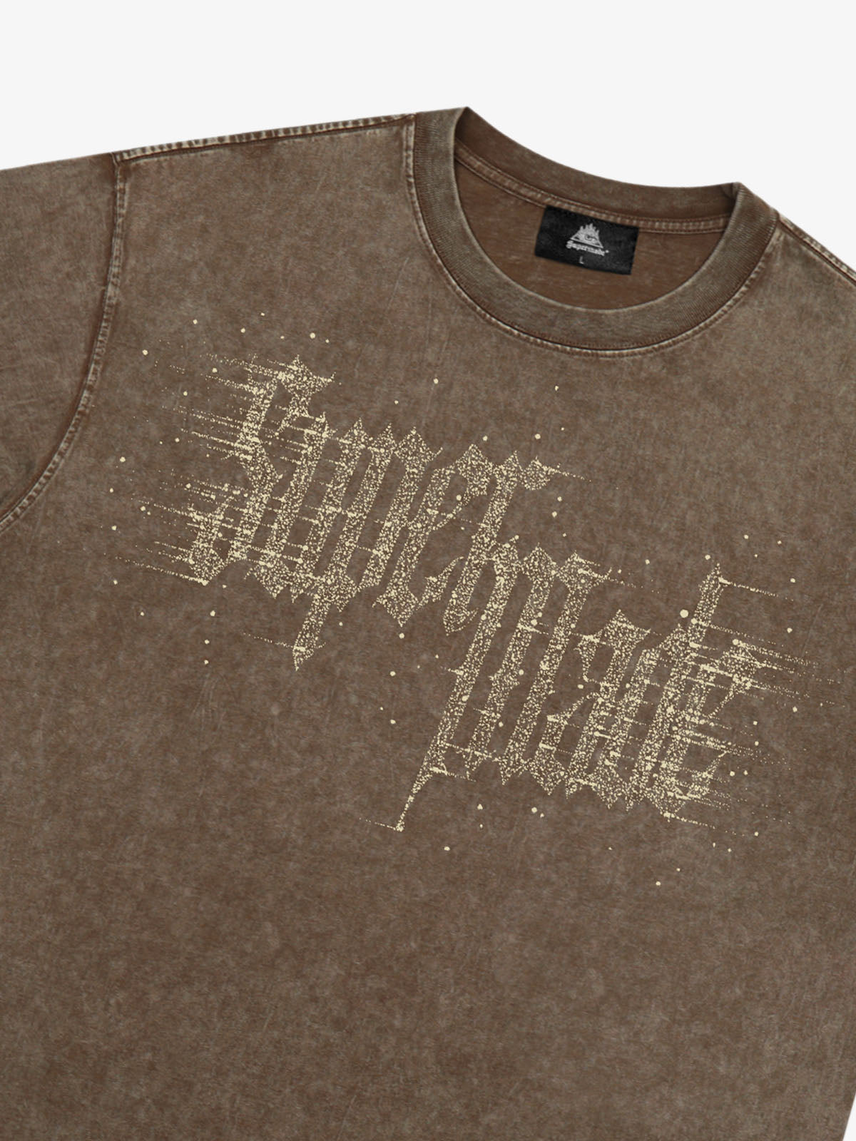 Washed Gothic Letter Imitation Diamond T-Shirt 