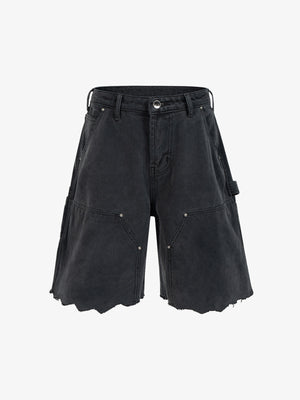 Distressed Cargo Shorts with Chain Detail