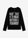 Vintage Grunge Text Print Henley Long Sleeve T-Shirt 