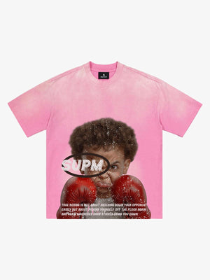 Pink Washed Boxing Graphic Tee