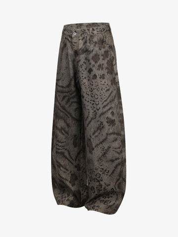 Leopard Tiger Curved-Leg Jeans