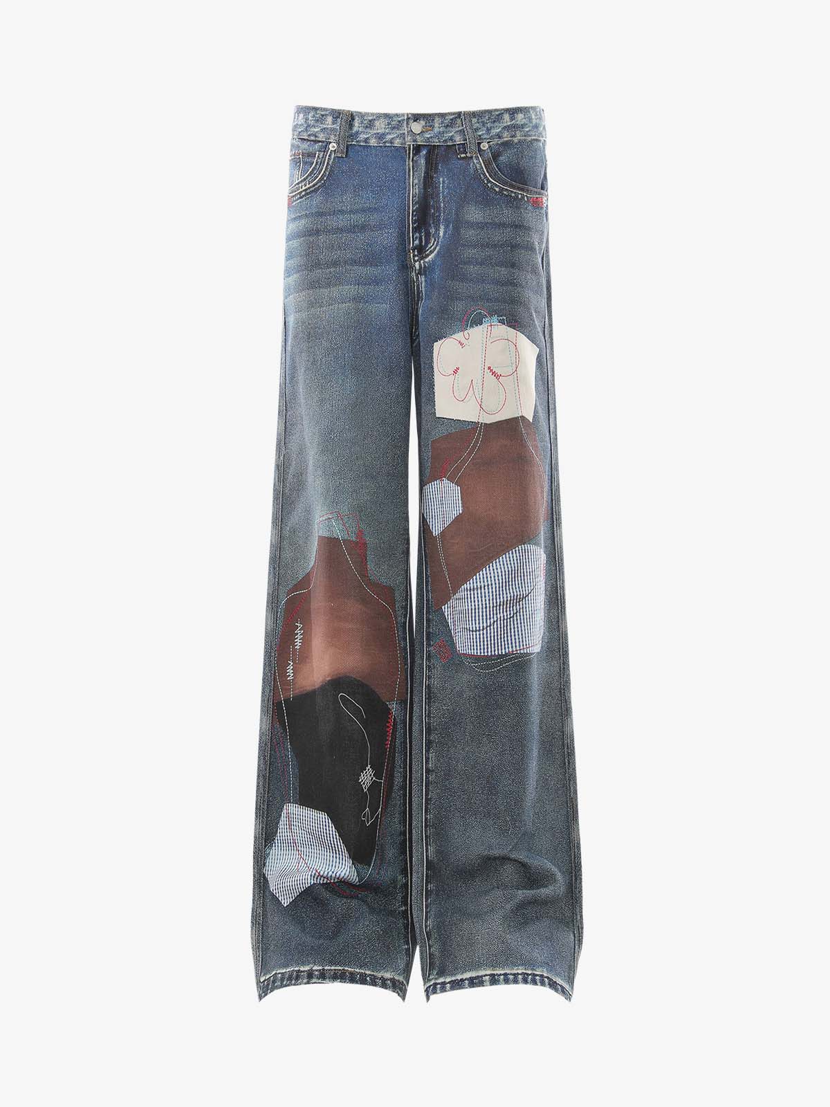 Denim-Jeans im Vintage-Stil mit 3D-Applikation